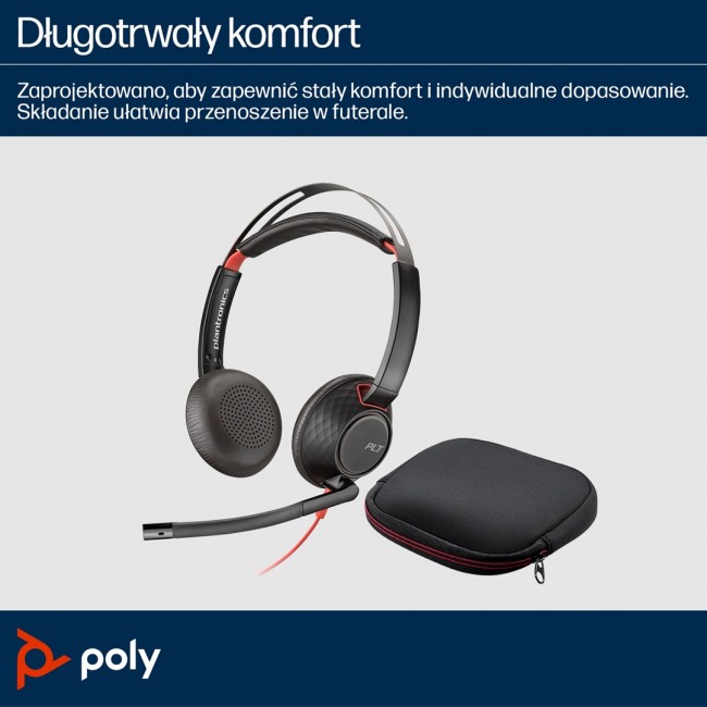 HP Poly Blackwire 5220 Stereo USB-C Headset +3.5mm Plug +USB-C/A Adapter (Bulk)