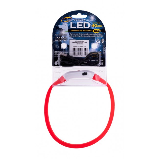 HILTON LED silicone 1.4x0.8x40 cm with USB - dog collar HILTON LED silicone 1.4x0.8x40 cm with USB - dog collar