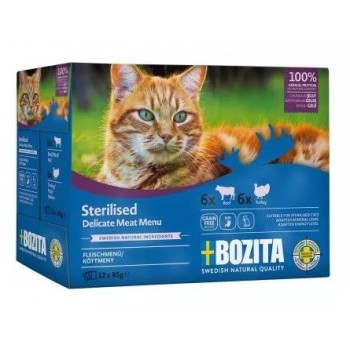 BOZITA sterilised pieces in jelly with meat multibox - wet cat food -12 x 85g
