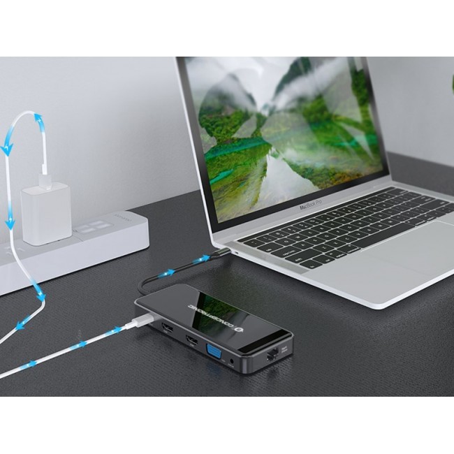 Conceptronic DONN14G laptop dock/port replicator Wired USB 3.2 Gen 1 (3.1 Gen 1) Type-C Grey