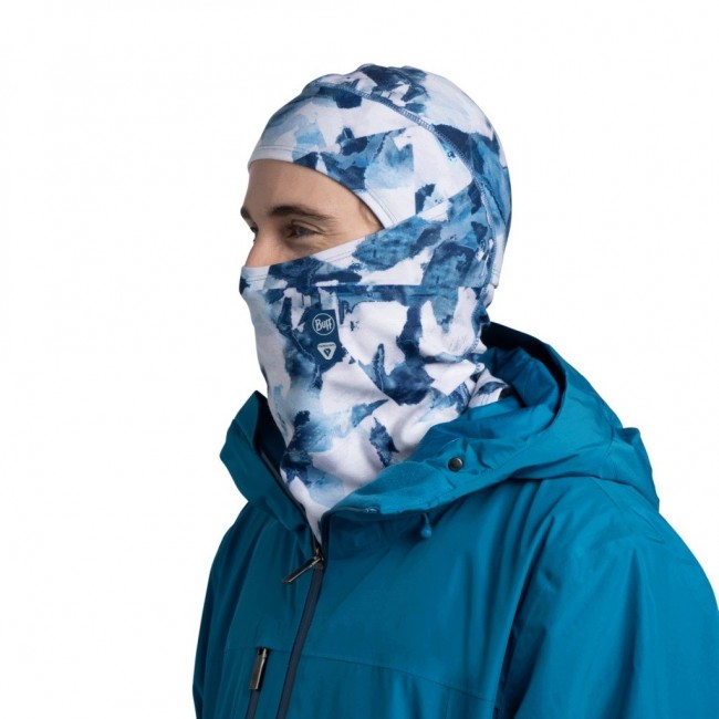 BUFF Thermonet Hinged Balaclava Synth, White-Blue
