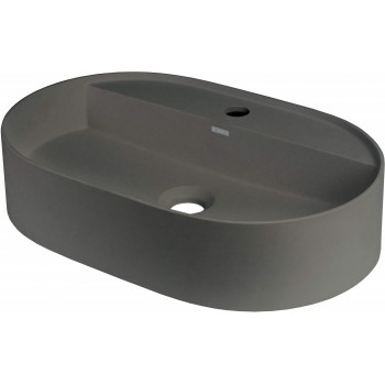 Granite countertop washbasin with a faucet island - oval