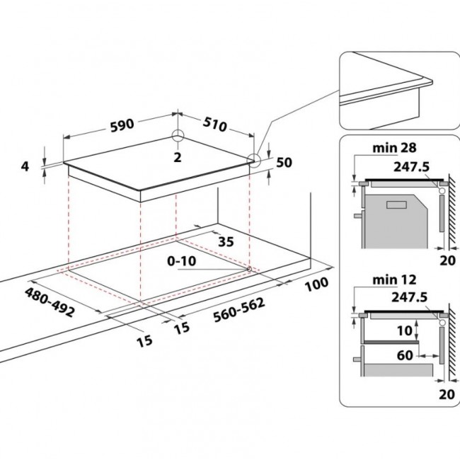 Whirlpool WB B3960 BF hob Black Built-in 59 cm Zone induction hob 4 zone(s) Whirlpool WB B3960 BF hob Black Built-in 59 cm Zone induction hob 4 zone(s)