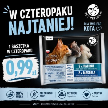 PETREPUBLIC Adult Halibut and mackerel box wet cat food 4x100g