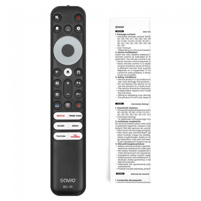 SAVIO RC-31 Universal/replacement remote control for TCL TV SMART TV