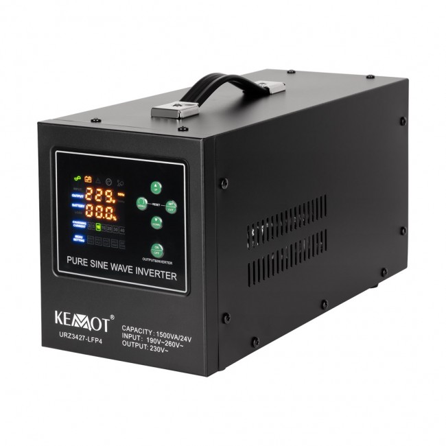 Zasilacz awaryjny KEMOT PROsinus-1500/24-LFP4 przetwornica z czystym przebiegiem sinusoidalnym i funkcją adowania 24V 230V 1500VA/1050W