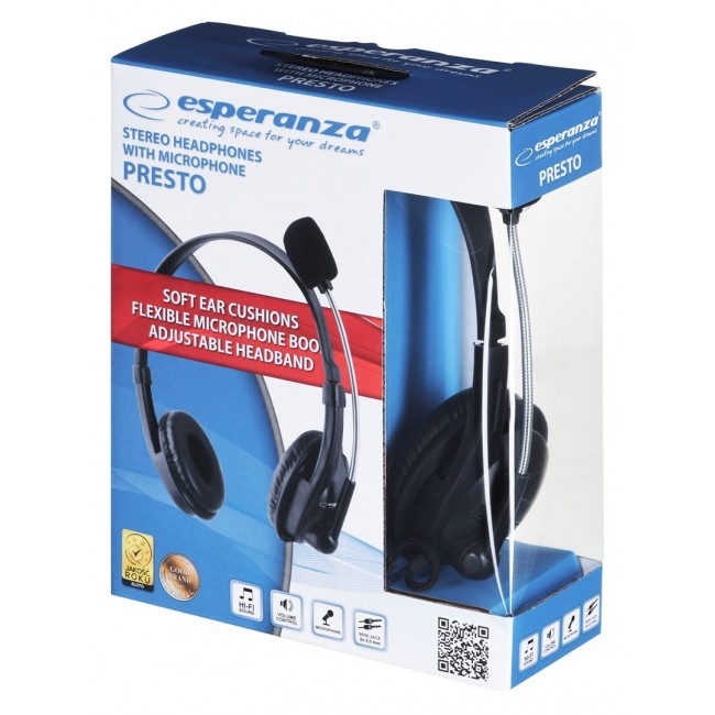 Esperanza EH115 headphones/headset Wired Head-band Calls/Music Black Esperanza EH115 headphones/headset Wired Head-band Calls/Music Black