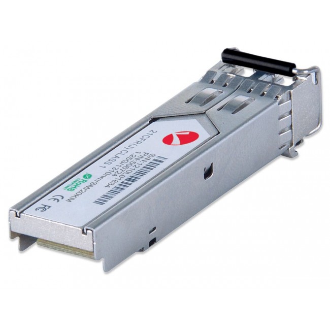 Intellinet Transceiver Module Optical, Gigabit Ethernet SFP Mini-GBIC, 1000Base-Lx (LC) Single-Mode Port, 20km, MSA Compliant, Equivalent to Cisco GLC-LH-SM, Three Year Warranty