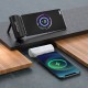 Manhattan Power Bank with integrated USB-C plug, 5000 mAh, Up to 20W output, Kickstand for Use as Charging Phone Holder, Black, One Year Warranty