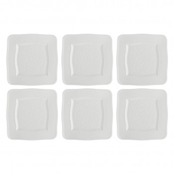 Set of 6 Florentina Square Plates - White, 20 cm