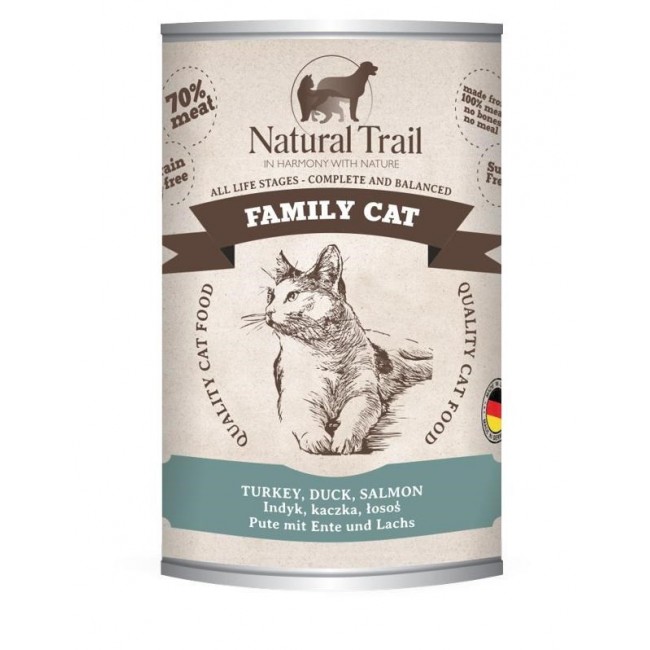 NATURAL TRAIL Family Cat Turkey, duck, salmon - wet cat food - 400g NATURAL TRAIL Family Cat Turkey, duck, salmon - wet cat food - 400g