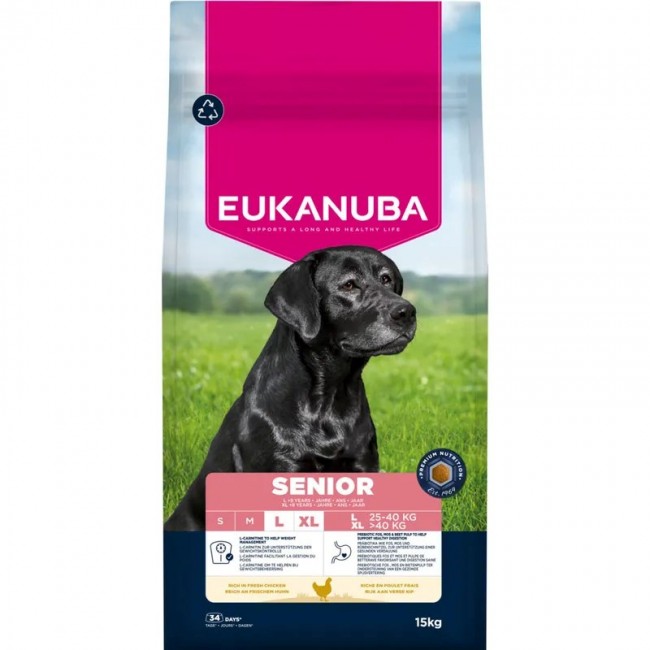 EUKANUBA Senior Large and extra large breeds Chicken - dry dog food - 15kg EUKANUBA Senior Large and extra large breeds Chicken - dry dog food - 15kg