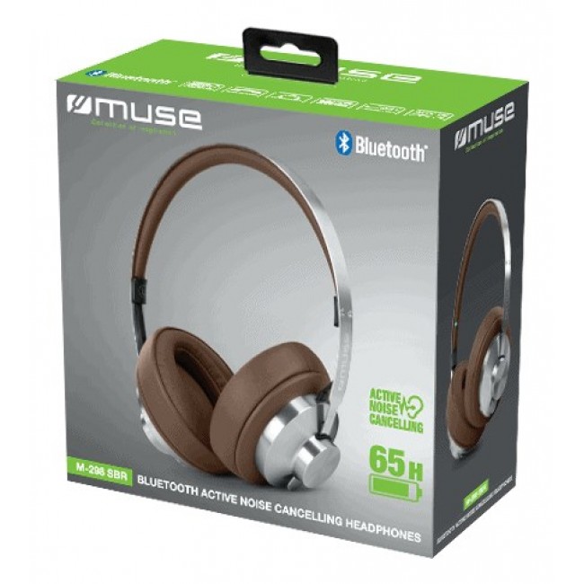 Muse M-298 SBR headphones/headset Wired & Wireless Head-band Calls/Music Bluetooth Brown, Silver