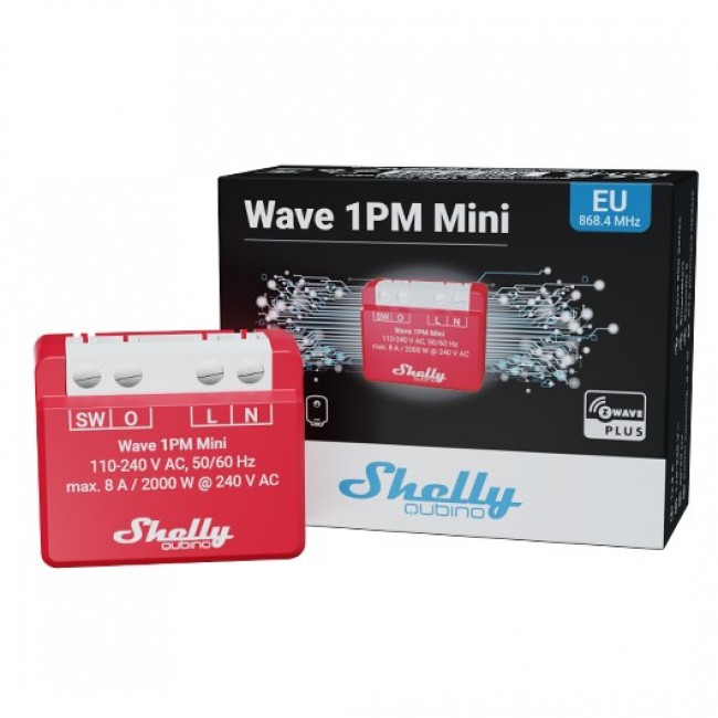 Shelly Qubino Wave 1PM Mini Z-Wave measuring-switching actuator Red