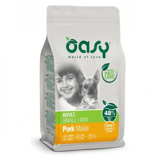 OASY One Animal Protein Adult Small/Mini Pork - dry dog food - 2,5kg OASY One Animal Protein Adult Small/Mini Pork - dry dog food - 2,5kg