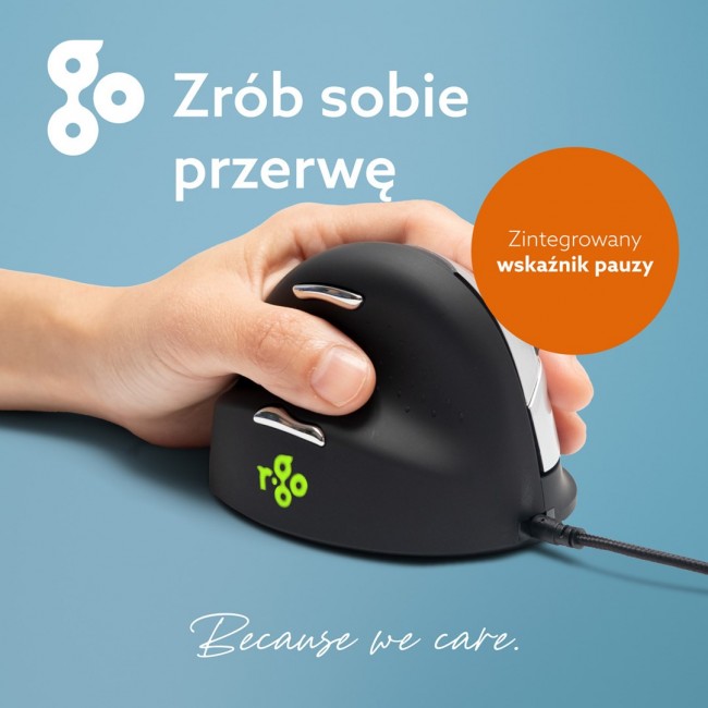 R-Go Tools Ergonomic mouse R-Go HE Break with break software, large (hand size 185 mm), left-handed, Wired, black
