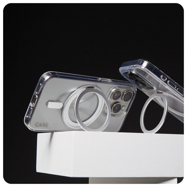 PanzerGlass CARE by Case Transparent w. Silver Kickstand & MagSafe iPhone 16 Pro Max