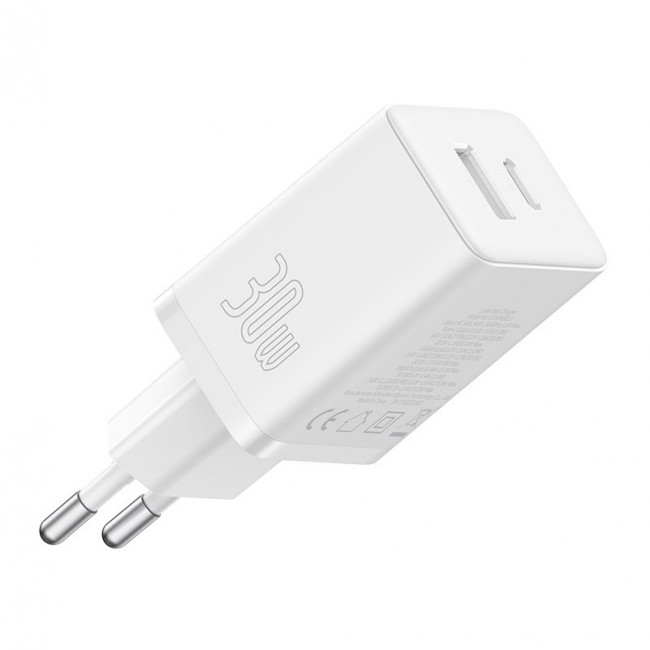 Baseus P10111404213-00 Cube USB-C / USB-A 30W mains charger White Baseus P10111404213-00 Cube USB-C / USB-A 30W mains charger White