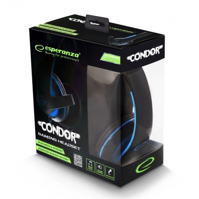 Esperanza EGH300B Headset Wired Head-band Gaming Black, Blue Esperanza EGH300B Headset Wired Head-band Gaming Black, Blue