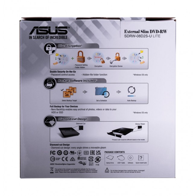 ASUS SDRW-08D2S-U Lite optical disc drive DVD RW Black ASUS SDRW-08D2S-U Lite optical disc drive DVD RW Black