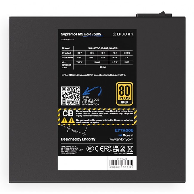 ENDORFY Supremo FM5 Gold 750 W power supply unit 18+10 pin ATX ATX Black