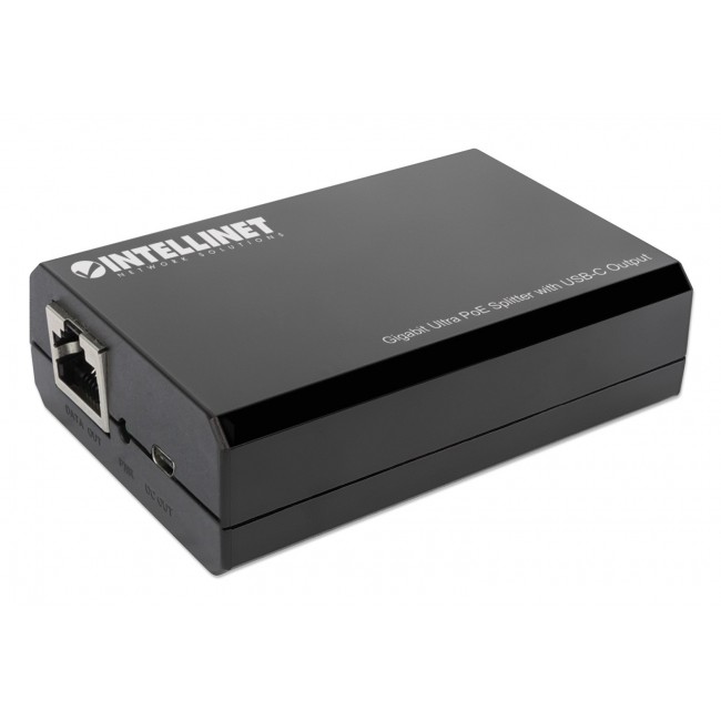 Intellinet PoE Splitter with USB-C Output, PoE++ / 4PPoE, Gigabit Ultra, IEEE 802.3bt, RJ45 In and Out Ports, Up to 45 W USB-C Output Port