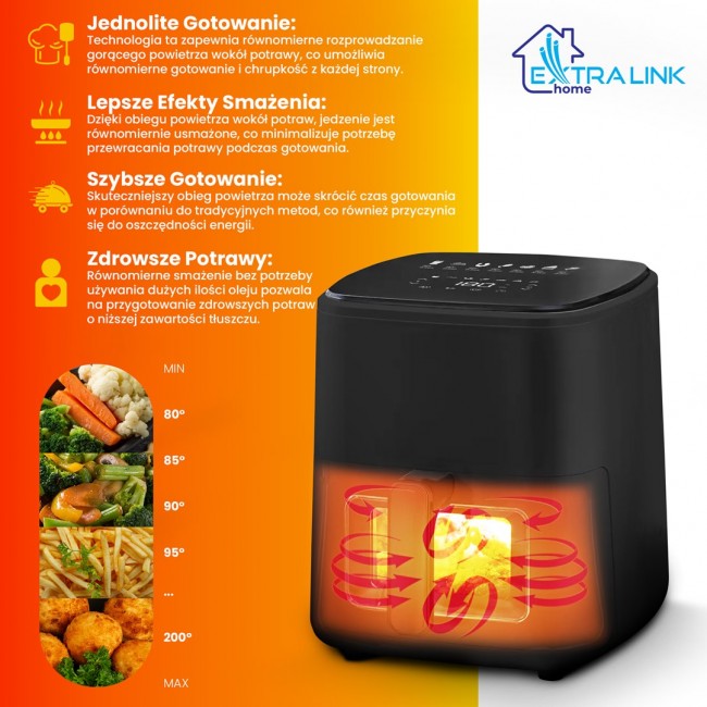 Extralink Home SJ-500 5L Single 1500 W Hot air fryer Black