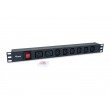Equip 8-Outlet, 6 x IEC-C13+ 2X IEC-C19 Power Distribution Unit, on/off switch, Aluminum Shell
