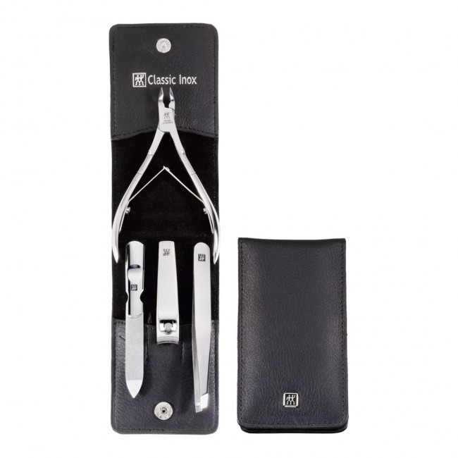 ZWILLING Classic Inox travel set 97438-004-0 - black leather case 4 pieces - black