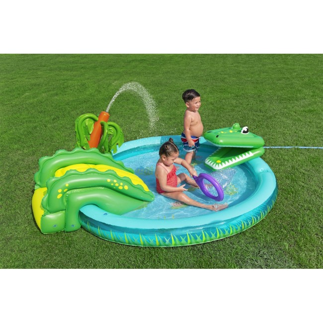 Bestway Crocodile Cove Kids Inflatable Water Play Center and Pool 2.24 m x 1.81 m x 72 cm