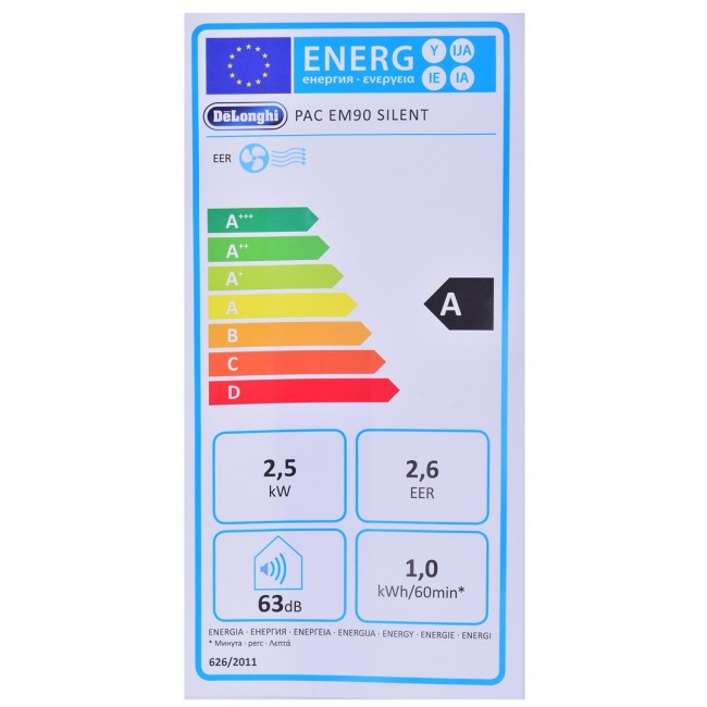 De Longhi PAC EM90 SILENT 63 dB White De Longhi PAC EM90 SILENT 63 dB White