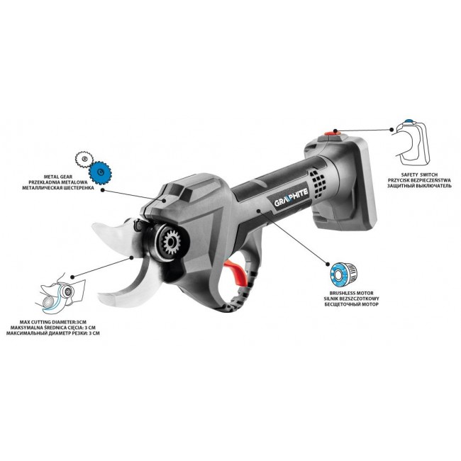 Graphite Energy+ 18V Li-Ion brushless pruner without battery Graphite Energy+ 18V Li-Ion brushless pruner without battery