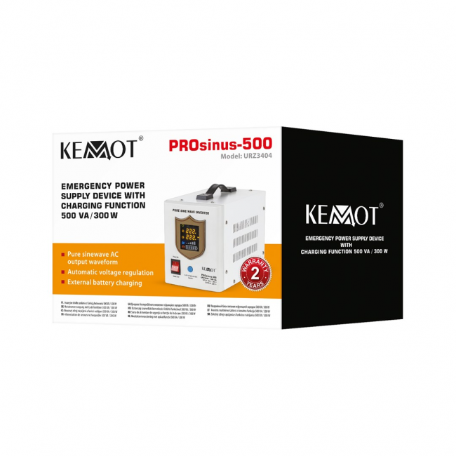 KEMOT PROsinus-500 emergency power supply a pure sine wave inverter with a 12V charging function, 230V, 500VA/300W