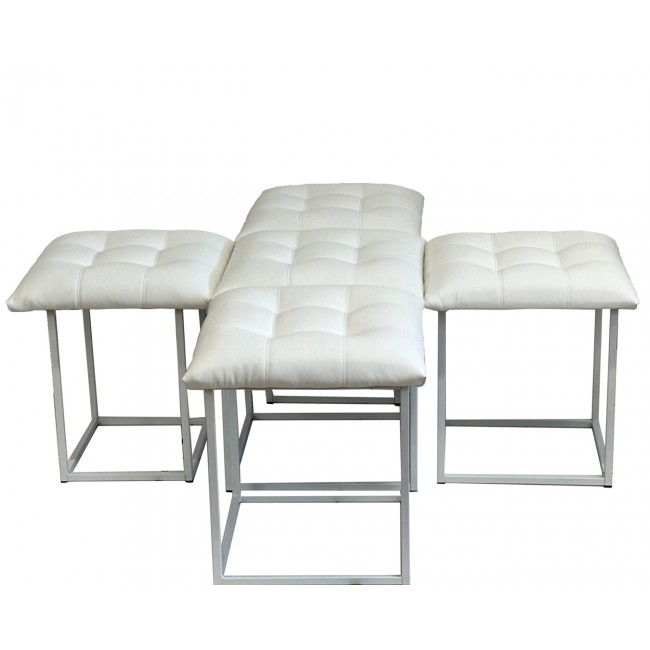 Puff-transformer 5in1 - 5 stools in 1 pouffe white eco leather