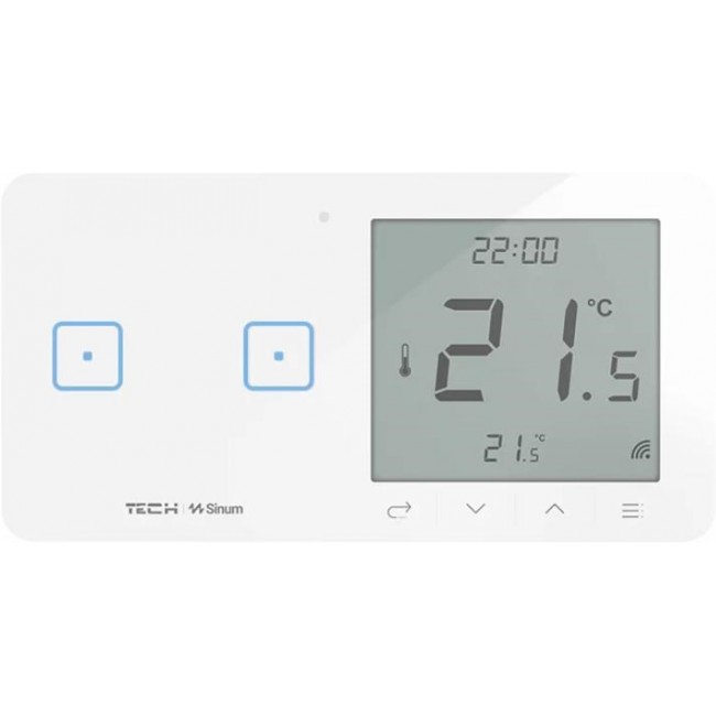 Wired double light switch with room dimmer, white WSR-02ML Tech Controllers