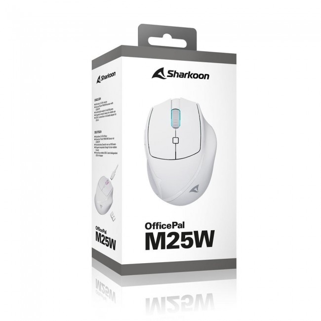 Sharkoon OfficePal M25W mouse Gaming Right-hand RF Wireless + USB Type-C Optical 4000 DPI