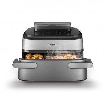 Philips 5000 series NA565/02 fryer Double 9.5 L Stand-alone 2750 W Hot air fryer Black, Silver, Stainless steel