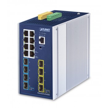 PLANET IP30 DIN-rail Industrial L3 Managed Gigabit Ethernet (10/100/1000) Aluminium, Blue