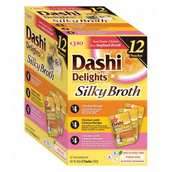 INABA Dashi Delights Silky Broth Chicken and salmon mix - wet cat food - 12x40g