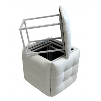 Puff-transformer 5in1 - 5 stools in 1 pouffe white eco leather