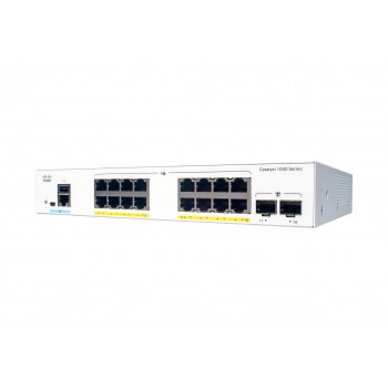 Cisco Catalyst 1000-16P-2G-L Network Switch, 16 Gigabit Ethernet (GbE) PoE+ Ports, 120W PoE Budget, two 1 G SFP Uplink Ports, Fanless Operation, Enhanced Limited Lifetime Warranty (C1000-16P-2G-L)