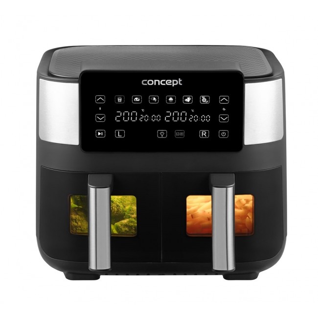 Air Fryer greaseless double fryer 8L FR8000 Black, Silver Air Fryer greaseless double fryer 8L FR8000 Black, Silver