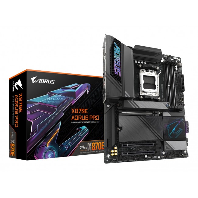GIGABYTE X870E AORUS PRO Motherboard - Supports AMD Ryzen 9000 CPUs, 16+2+2 Phases Digital VRM, up to 8000MHz DDR5 (OC), 3xPCIe 5.0 + 1xPCIe 4.0,Wi-Fi 7, 2.5GbE LAN, USB 4