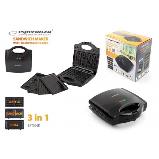 Esperanza EKT006K sandwich maker 700 W Black