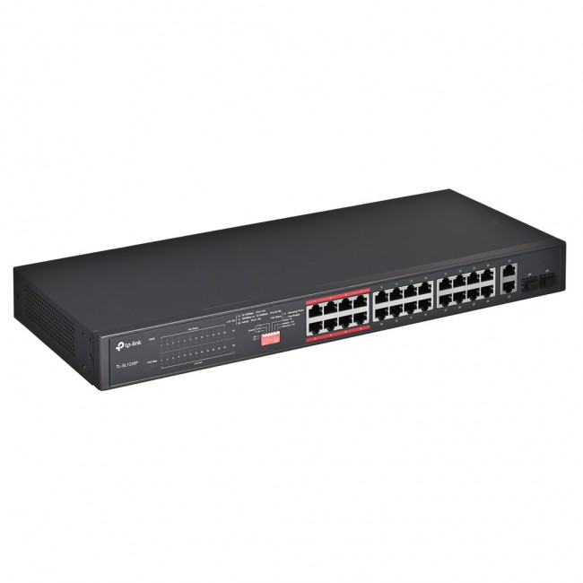 TP-Link 24-Port 10/100Mbps + 2-Port Gigabit Unmanaged PoE+ Switch