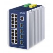 PLANET IP30 Industrial L3 16-Port Managed Gigabit Ethernet (10/100/1000) Aluminium, Blue