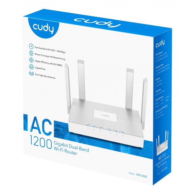 Cudy WR1300E wireless router Gigabit Ethernet Dual-band (2.4 GHz / 5 GHz) White