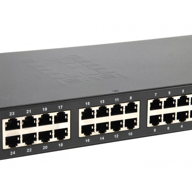 LevelOne 26-Port Fast Ethernet PoE Switch, 24 PoE Outputs, 2 x Gigabit RJ45, 150W