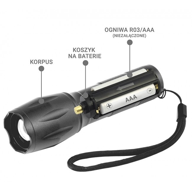 LED torch FL-600 with CREE XM-L2 18650 LED / 3x AAA (R03) LED torch FL-600 with CREE XM-L2 18650 LED / 3x AAA (R03)