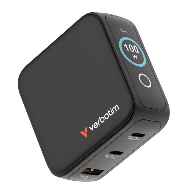 Verbatim Mini GaN Charger 100W with Display